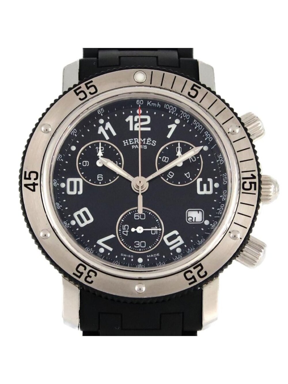 Hermes Clipper Diver Chronograph CL 2.915 Stainless Steel Rubber Quartz Watch